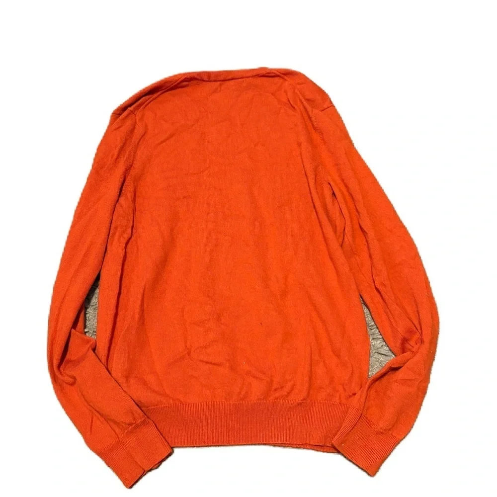 Banana Republic V-Neck Extra Fine Merino Wool Sweater Large Tall Men’s Orange